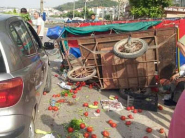 Kontrolden Çıkan Araç Pazar Tezgahına Çarptı