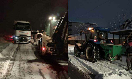 Taşköprü’de Gece Boyu Kar Mesaisi