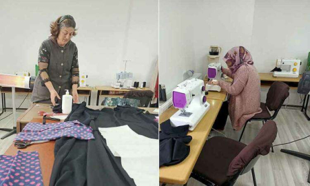 Termal'de Kursiyerler Depremzedeler İçin Eşofman Üretiyor