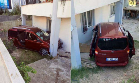 Kontrolden Çıkan Kamyonet Binaya Çarptı