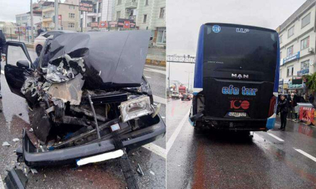 Otomobil Otobüse Arkadan Çarptı: 4 Yaralı