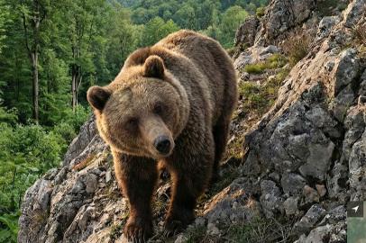 Mahsur Kalan Keçi İhbarından Boz Ayı Çıktı