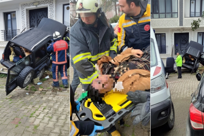 Kontrolden Çıkan Otomobil Binaya Daldı