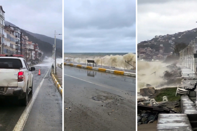 Esenköy'de Dev Dalgalar Sahili Dövdü