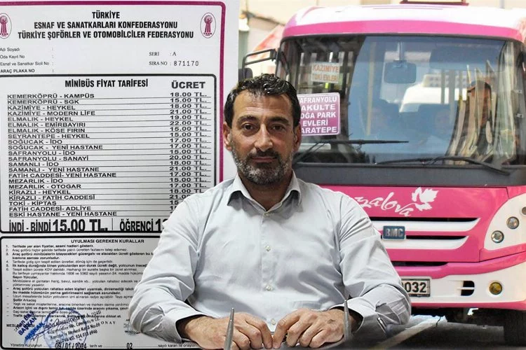 Yalova'da Minibüs Fiyatlarına Zam: